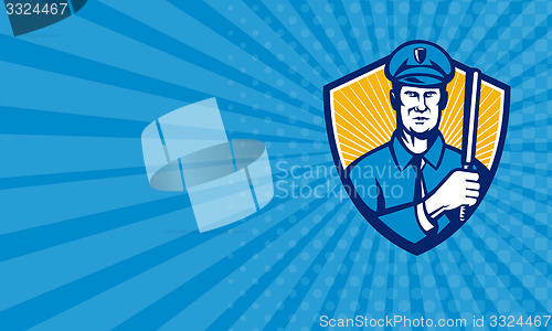 Image of Business card Policeman Police Officer Baton Shield Retro