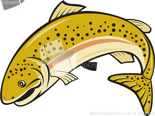 Image of Rainbow Trout Jumping Cartoon Isolated