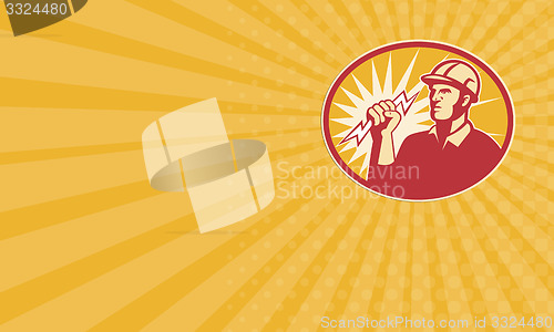 Image of Business card Electrician Power Line Worker Lightning Bolt