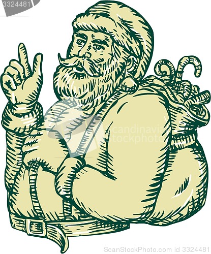 Image of Santa Claus Pointing Side Etching