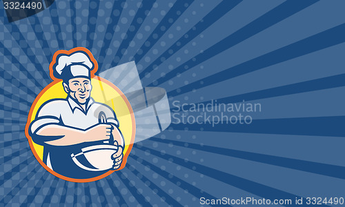 Image of Business card Cook Chef Baker With Mixing Bowl Retro