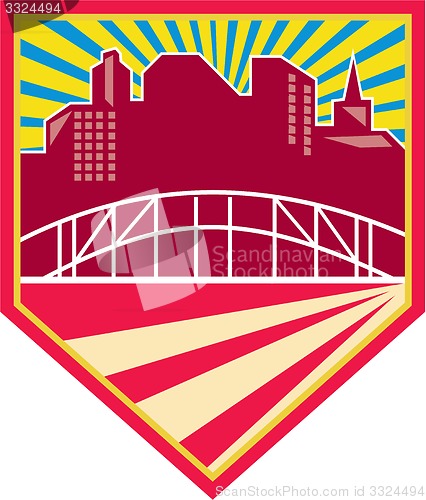 Image of Skyscrapers and Bridge Retro Crest