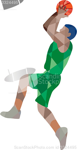 Image of Basketball Player Jump Shot Ball Low Polygon