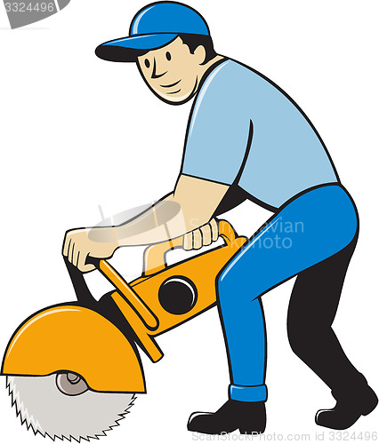 Image of Construction Worker Concrete Saw Cutter Isolated