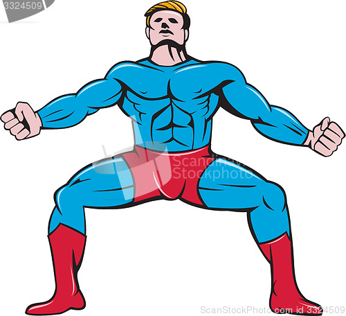 Image of Superhero Squat Front Isolated Cartoon