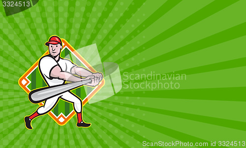 Image of Business card Baseball Player Batting Diamond Cartoon