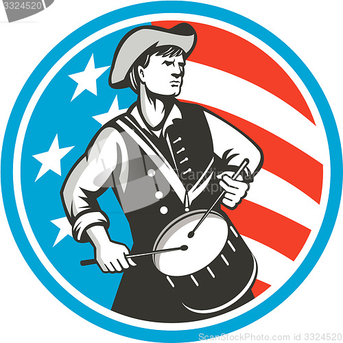 Image of American Patriot Drummer USA Flag Circle Retro