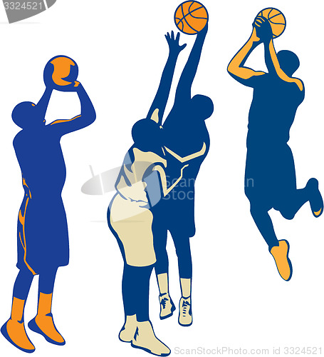 Image of Basketball Player Shoot Ball Retro Collection