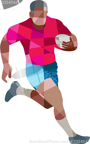 Image of Rugby Player Running Side Low Polygon