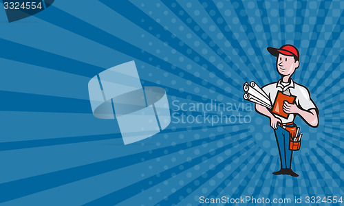 Image of Business card Builder Construction Engineer Worker Cartoon