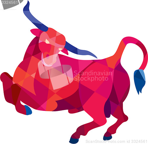 Image of Texas Longhorn Bull Prancing Low Polygon