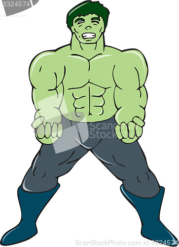 Image of Green Angry Man Clenching Fist Cartoon