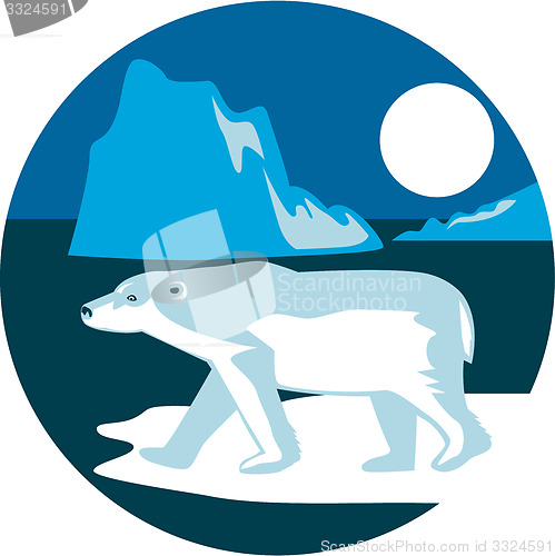 Image of Polar Bear Iceberg Circle Retro