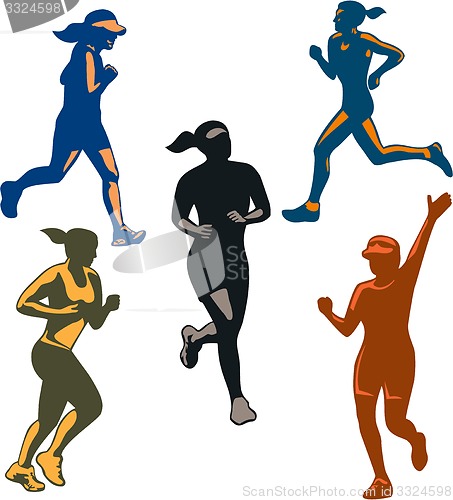 Image of Female Marathon Runners Retro Set