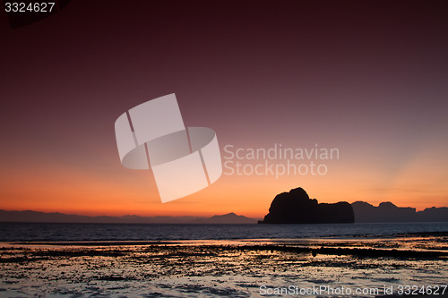 Image of Sunset at beach in Krabi Thailand