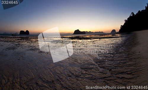 Image of Sunset at beach in Krabi Thailand