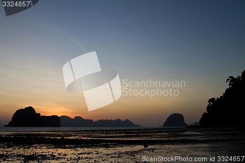 Image of Sunset at beach in Krabi Thailand