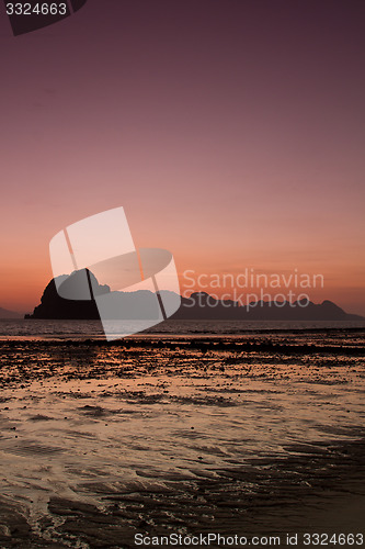 Image of Sunset at beach in Krabi Thailand