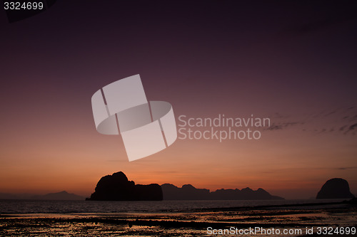Image of Sunset at beach in Krabi Thailand