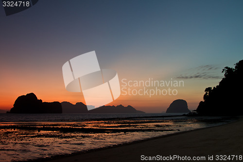 Image of Sunset at beach in Krabi Thailand