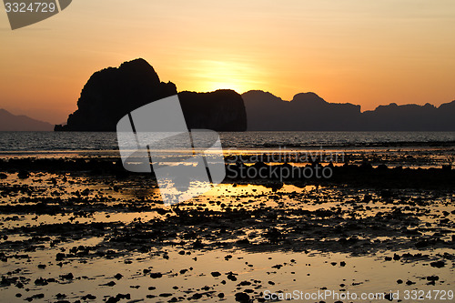 Image of Sunset at beach in Krabi Thailand