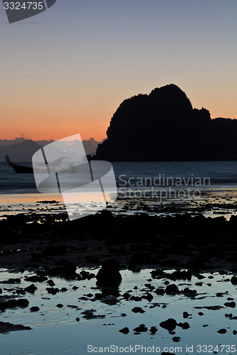 Image of Sunset at beach in Krabi Thailand