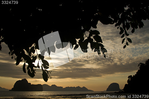 Image of Sunset at beach in Krabi Thailand