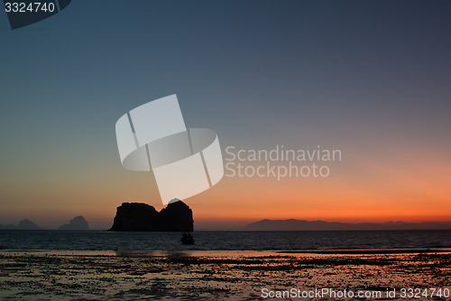 Image of Sunset at beach in Krabi Thailand