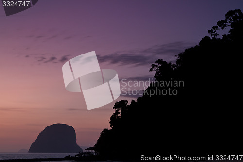 Image of Sunset at beach in Krabi Thailand