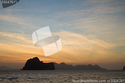 Image of Sunset at beach in Krabi Thailand