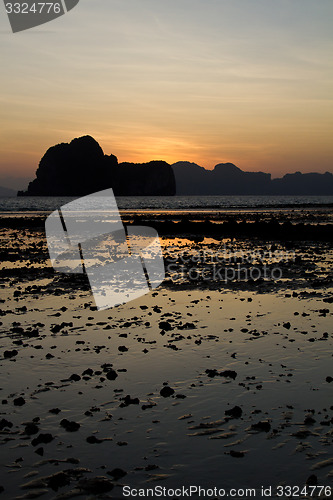 Image of Sunset at beach in Krabi Thailand