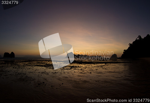 Image of Sunset at beach in Krabi Thailand