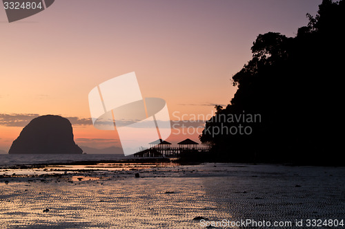 Image of Sunset at beach in Krabi Thailand