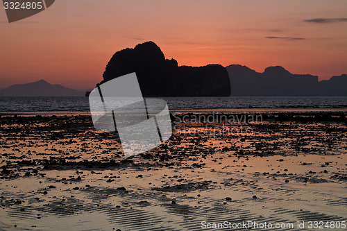 Image of Sunset at beach in Krabi Thailand