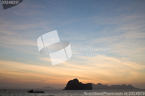 Image of Sunset at beach in Krabi Thailand