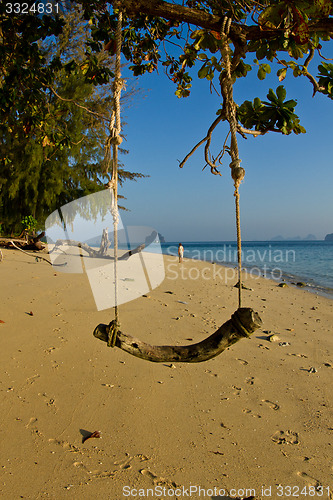 Image of Rudimentary swing at the beach in thailand