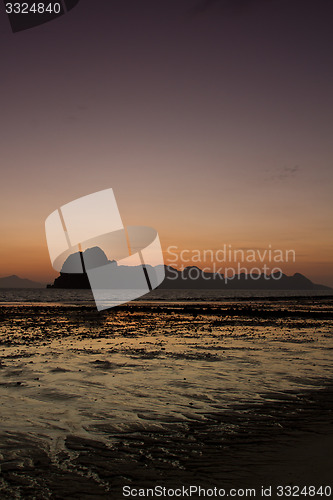 Image of Sunset at beach in Krabi Thailand