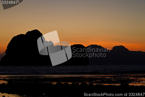 Image of Sunset at beach in Krabi Thailand