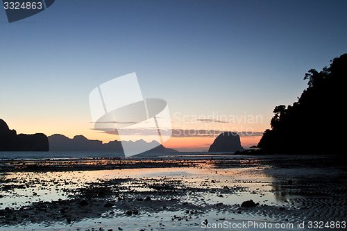 Image of Sunset at beach in Krabi Thailand