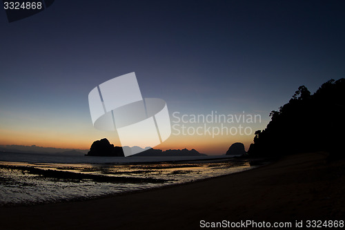 Image of Sunset at beach in Krabi Thailand