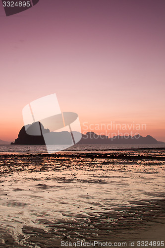 Image of Sunset at beach in Krabi Thailand