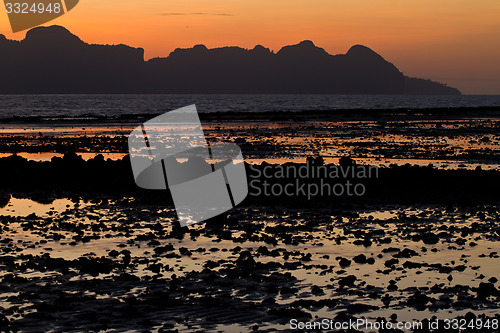 Image of Sunset at beach in Krabi Thailand
