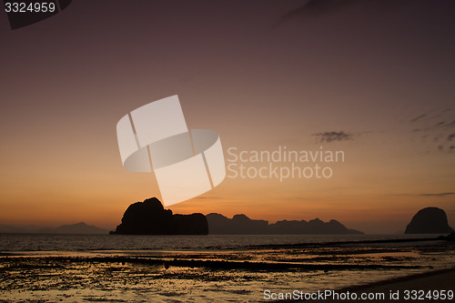 Image of Sunset at beach in Krabi Thailand