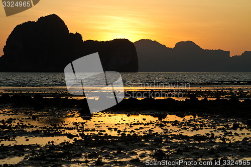 Image of Sunset at beach in Krabi Thailand