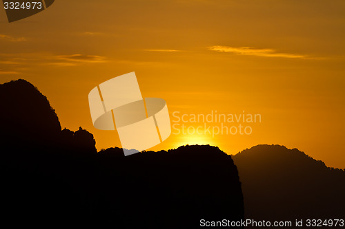 Image of Sunset at beach in Krabi Thailand