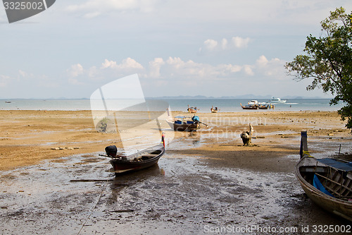 Image of Long tail boat  in Railay Beach Thailand