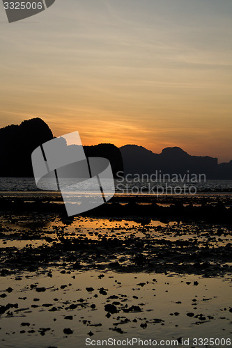 Image of Sunset at beach in Krabi Thailand