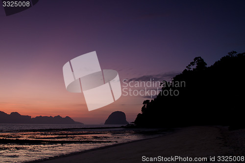 Image of Sunset at beach in Krabi Thailand