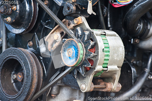 Image of Motor closeup Long tail boat  in Railay Beach Thailand