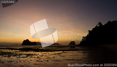 Image of Sunset at beach in Krabi Thailand